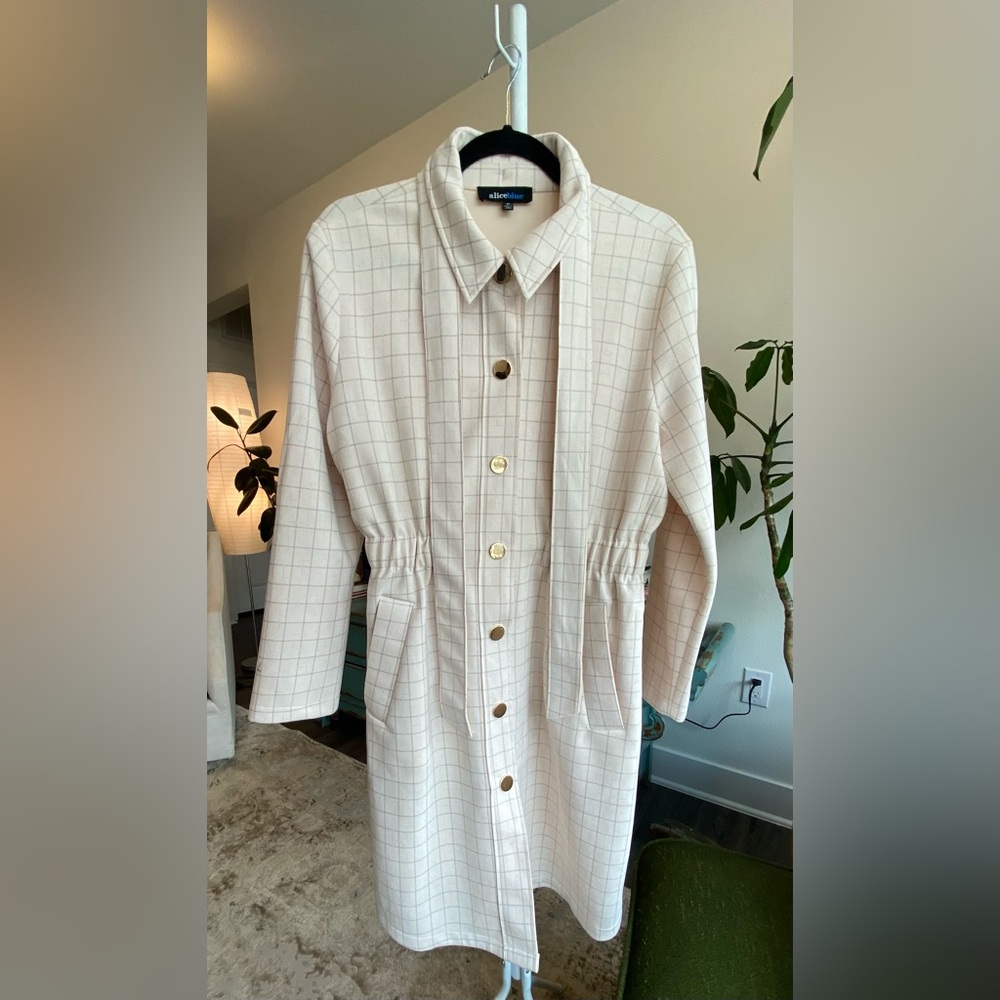 Excellent condition! Alice blue trench coat dress w/pockets, size Medium